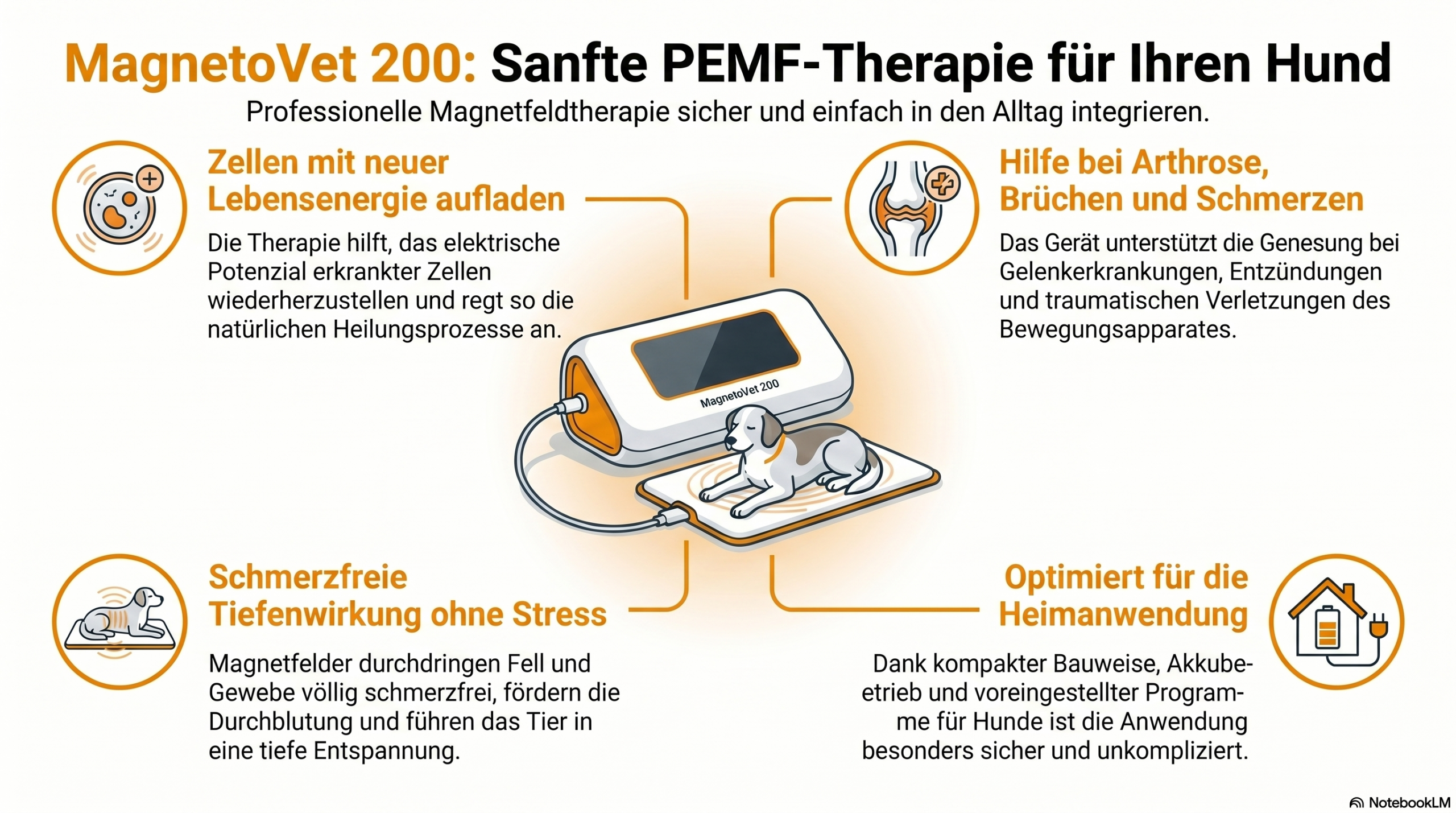 PEMF Therapie für Hunde mit dem MagnetoVet 200